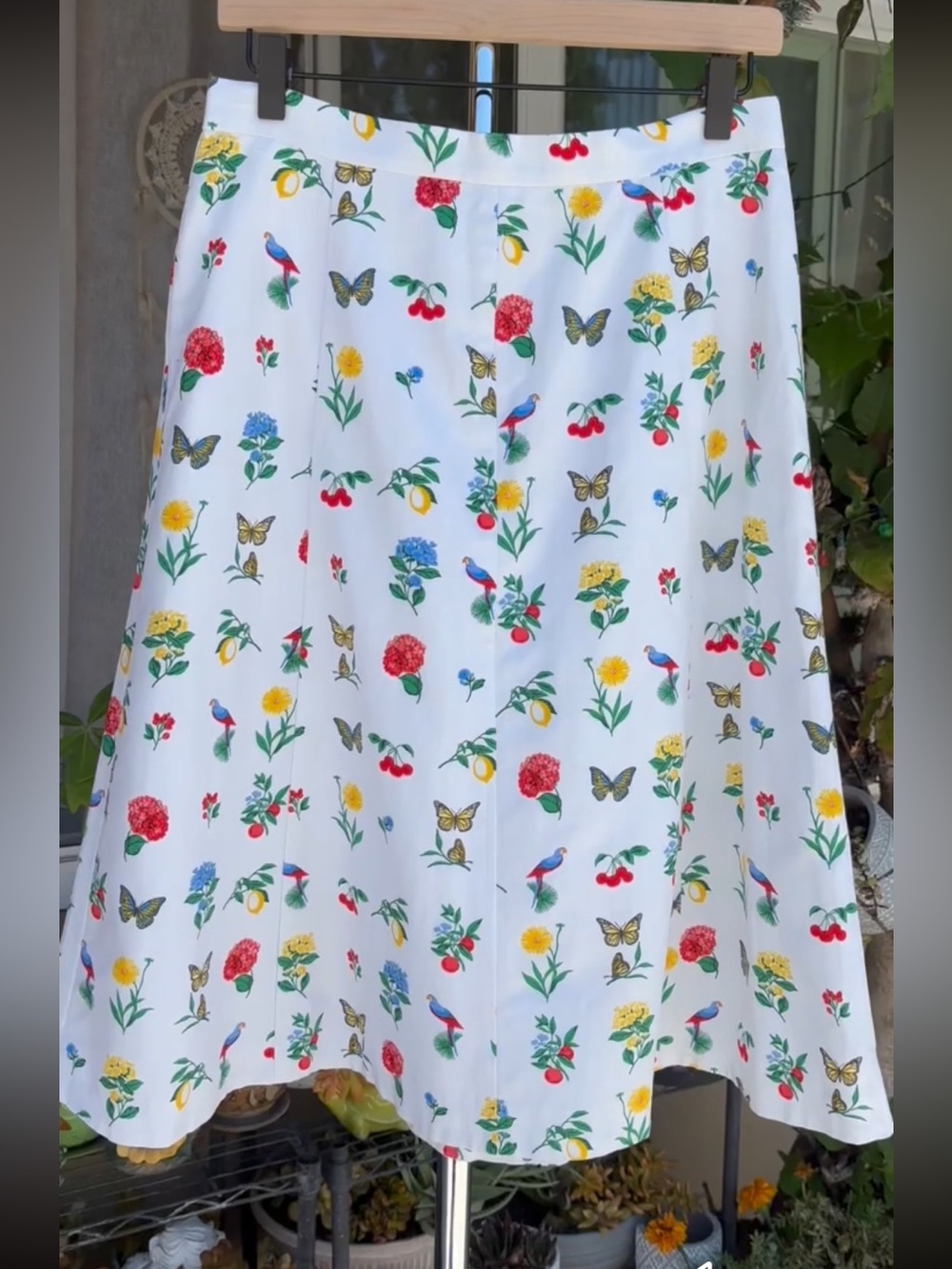 Cottage Core Linen Blend A Line Midi Back Zip Skirt Size 4P